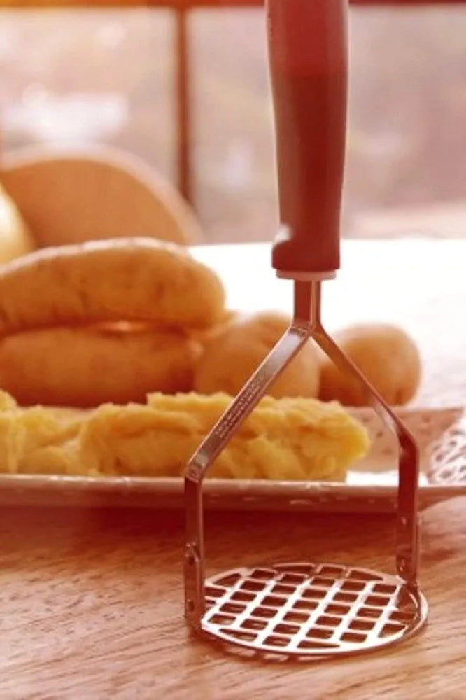 Tramontina Utilita Stainless-Steel Potato Masher – Red Polypropylene Handle – Ideal for Mashing Potatoes, Sweet Potatoes, Pumpkin, Avocado & More