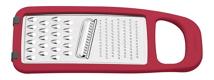 Tramontina Utilitá Stainless Steel and ABS Grater with Red Rubber Base – Ideal for Grating Potatoes for Chips, Carrots for Salads, Cheese, and More