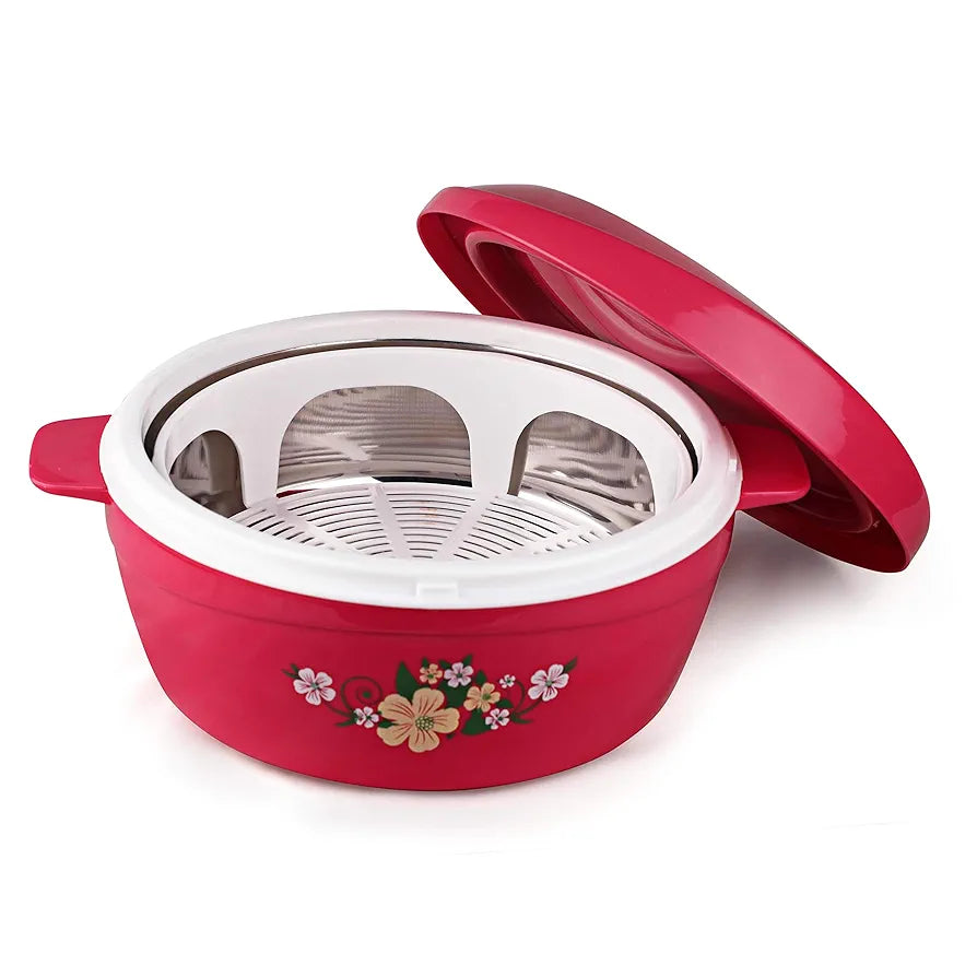 Plastic Roti Hot Pot Cello Roti Plus Insulated Stainless Steel Casserole with Lid 2000ml Pi ...