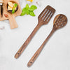 Frenchware Set of 2, Brown, Pure Sheesham Wood Spoons and Spatula for Non Stick Cookware Used for Cooking, Baking & Mixing