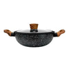 Westinghouse Non-Stick Deep Kadhai with Glass Lid Marble Coated Aluminum Wok 24 cm WCCW0085D24MBB