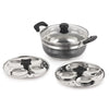 Cello Magna Stainless Steel Multipurpose Kadai Idli Cooker Includes 2 Plates & Glass Lid