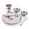 Hazel Stainless Steel Dinner Set for Kids Baby Dinner Set Combo of Steel Plate Glass Bowl & Spoon