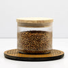 Anko 300ml Borosilicate Ribbed Glass Jar | Airtight | Rubberwood Lid | Set of 1