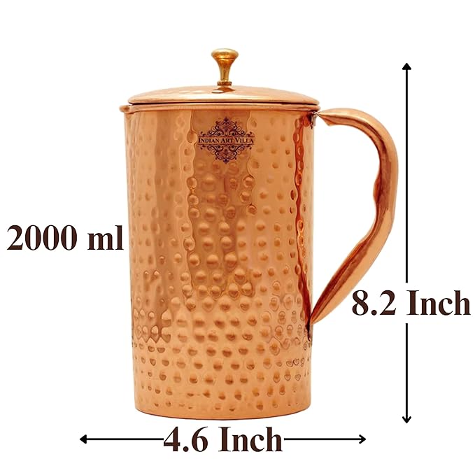 Indian Art Villa Hammered Copper Jug Pitcher