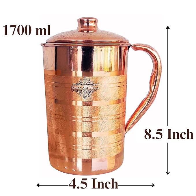 Indian Art Villa Pure Copper Luxury Design Jug Pitcher