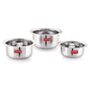 Hazel Small Utensils Set for Kitchen Set of 3 (300 ml, 500 ml & 800 ml) Small Stainless Steel Round Bottom