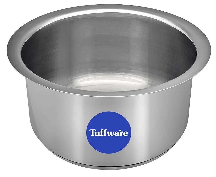 Tuffwaire Stainless Steel Round Induction Bottom Cooking Tope | Food-Grade Stainless Steel | 16cm Dia | 18G |1.5mm Thickness | 1.8 Litre Capacity | Rust-Resistant & Long-Lasting