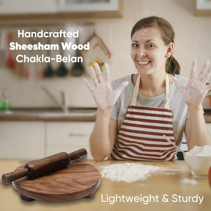 S S Wood Nation Wooden Chakla Belan Set for Roti Making Sheesham Wood ...