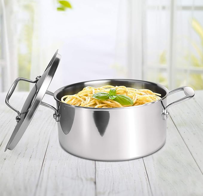 Milton Pro Cook Triply Stainless-Steel Casserole Handi/Stock Pot/Biryani Pot with Lid 22 cm, 4 Litre - 1770 gms