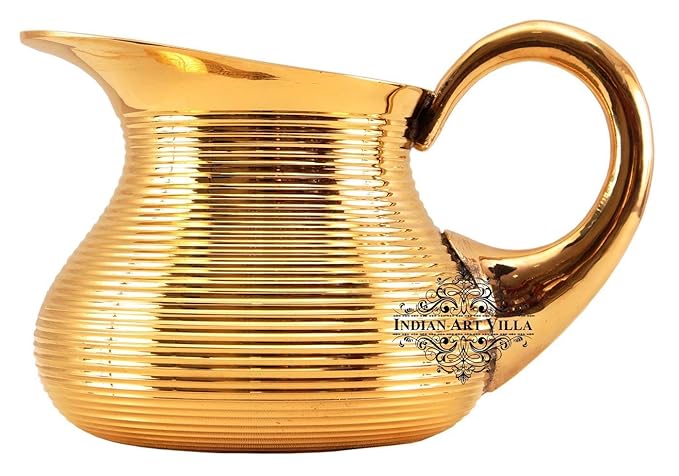 IndianArtVilla Brass Lining Designer Jug Pitcher - 793 gms