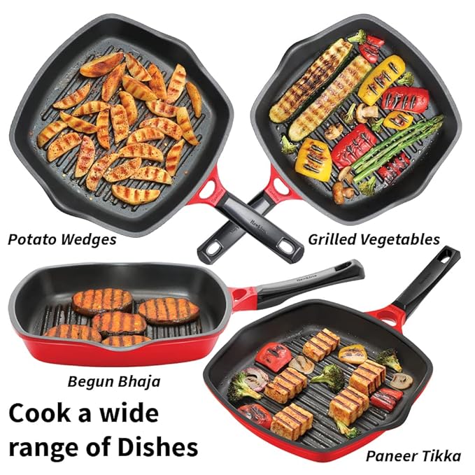 Hawkins 30 cm Grill Pan Non Stick Die Cast Grilling Pan Square Grill Pan