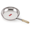 Hazel Stainless Steel Fry Pan Tapper Pan Tawa Tavi with Wooden Handle for Cooking and Frying, 31.5 cm, 2800 Ml