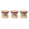 Femora Borosilicate Glass Jar With Golden Metallic Lid | Jars for Kitchen Storage | 300 Ml | Set of 3