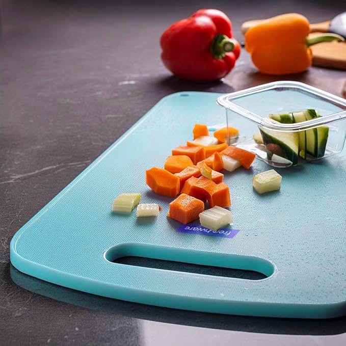 Frenchware Plastic Cutting-chopping Board With Handle for Vegetable, Fruits, Cheese, Premium-grade Plastic | Blue Colour