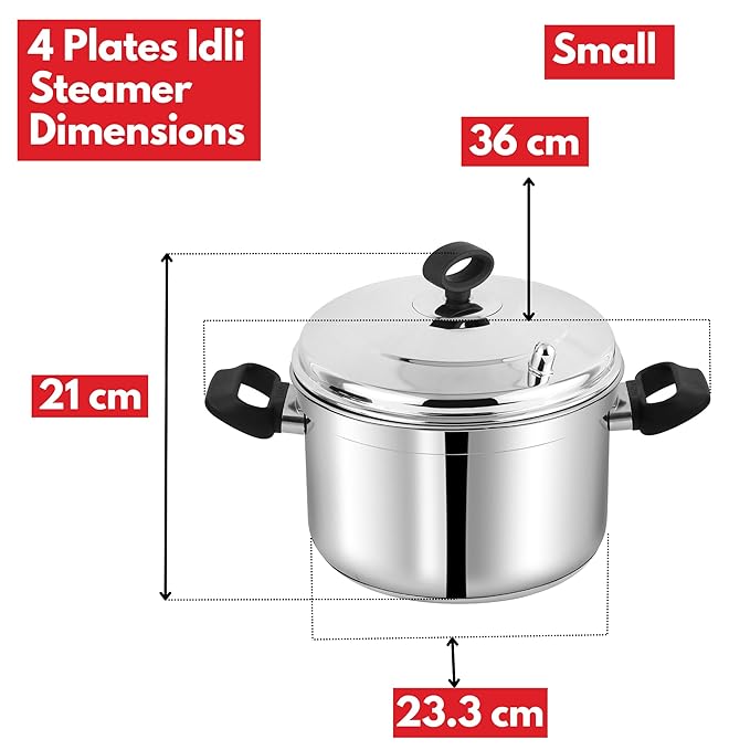 Vinod Classic Stainless Steel Idli Maker Cooker - 4 Deeper Plates | 16 Idlis