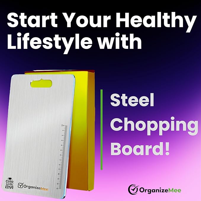 OrganizeMee Stainless Steel Chopping Board for Vegetables (Medium) (31.8CM X 21CM)