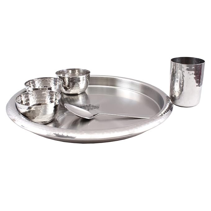 Indian Art Villa Stainless Steel Dinner Set (6 Pieces) - 1050 gms