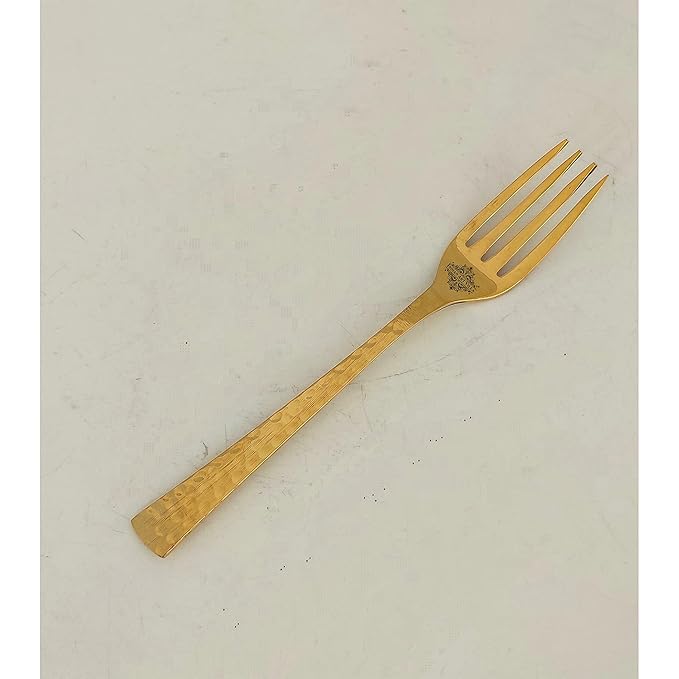 Indian Art Villa Pure Brass Matt Hammered Design Fork Length | 7.2 Inches