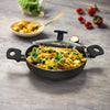 Solara Non Stick Kadai With Lid 24 Cm, Induction Kadai, Granite Stone Kadhai With Glass Lid, Biryani Pot, 2.4 Litres | Black