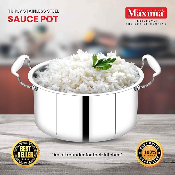 Maxima Triply Stainless Steel SaucePot 16cm 1.6L - 1100 gms