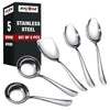 Axiom Stainless Steel Serving Tools 5 Piece Heavy Gauge Non-Stick Set Spoon for Serving