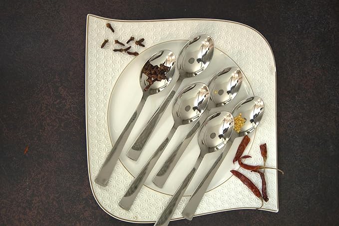 Parage 24 Pieces Stainless Steel Spoons Set, Dinner Spoon Length 16cm, Food Grade Silverware for Home & Kitchen