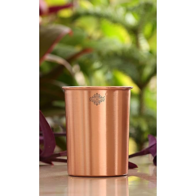 Indian Art Villa Pure Copper Plain Glass With Matt Finish Design (Pack of 2)