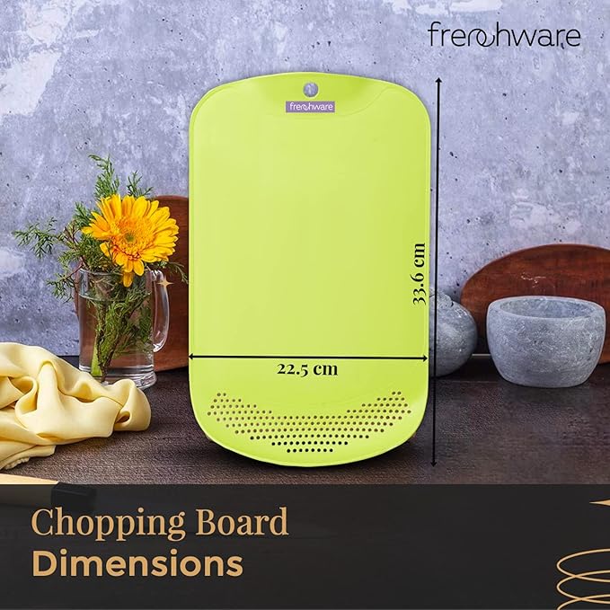 Frenchware Plastic Cutting/ Chopping Board With Drainer | 1 Unit | Premium-grade Plastic | Green Colour