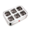 Avias 6 Square Stainless Steel Spice Box For Kitchen Organiser With 6 Containers Glass Lid Masala Dani