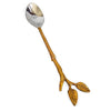 Indian Art Villa Steel Brass Spoon With Antique Leaf Design - 6 Inch Length