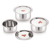 Hazel Stainless Steel Flat Tope Set of 3 Pc (300 ml, 500 ml & 700 ml)