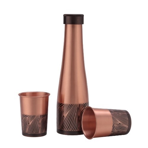 Choice Wave Rustic Copper Bottle and Glass Set