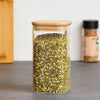 Femora Kitchen Storage Jars Borosilicate Glass Jar With Wooden Lid Air Tight Jar | 700 Ml | Pack of 1