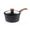 Westinghouse Black Marble Series Non Stick Saucepan 20 cm with Glass Lid 3-Layer Marble Black 2.4 Liters