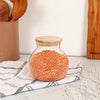 Femora Kitchen Storage Jars Borosilicate Glass With Wooden Lid Air Tight Jar | 1000 Ml | Pack of 1 | Transparent