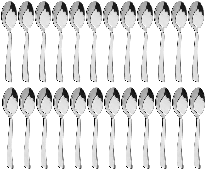 Parage 24 Pieces Stainless Steel Spoons Set, Dinner Spoon Length 16cm, Food Grade Silverware for Home & Kitchen