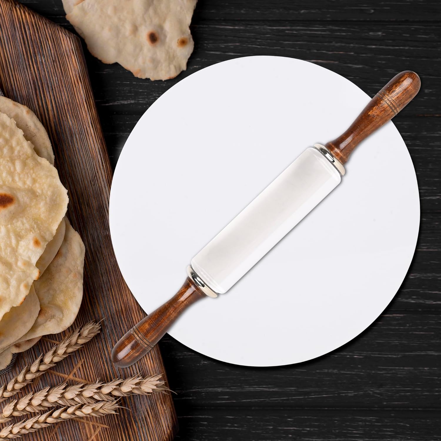 Rollyware Rollyware White Crystal Roti Roller + Acrylic Chakla chapati Maker ...