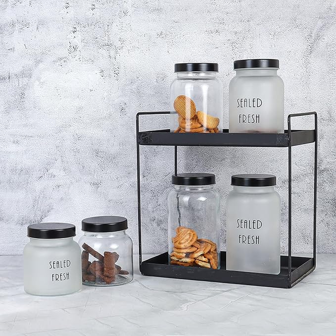 Femora Kitchen Storage Jars Clear Glass Jar With Steel Lid Air Tight Jar | 1500 Ml | Pack of 4 | Black Lid