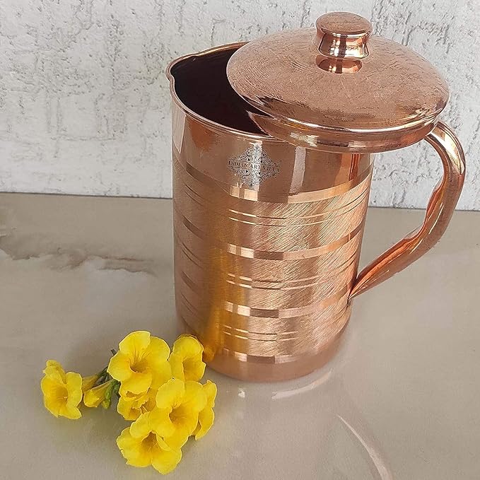 Indian Art Villa Pure Copper Luxury Design Jug Pitcher