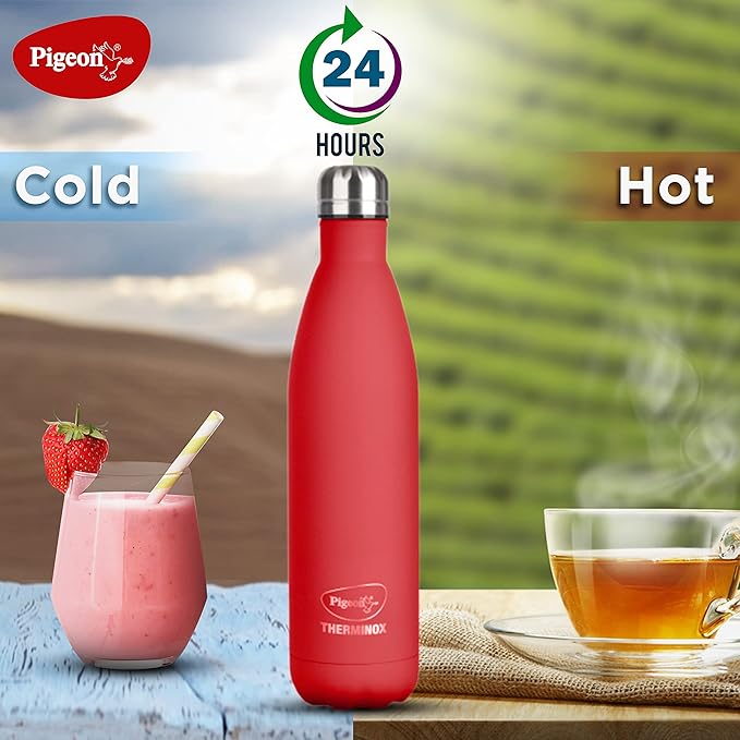 Pigeon by Stovekraft Aqua Scarlet Stainless Steel Double Cold Retention - 750 ml (Red)