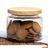 Anko 1.5L Clear Glass Jar | Airtight | Rubberwood Lid | Set of 1 | Kitchen Storage