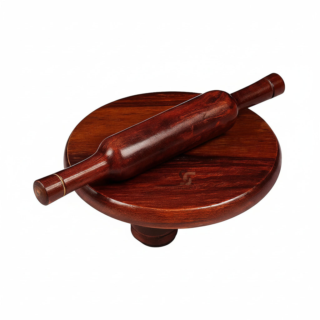 S S Wood Nation Wooden Chakla Belan Set for Roti Making Sheesham Wood ...