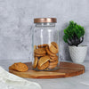 Femora Kitchen Storage Jars Clear Glass Jar With Steel Lid Air Tight Jar | 1500 Ml | Pack of 4 | Golden Lid