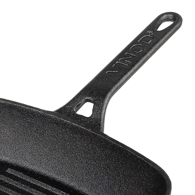 Vinod Legacy Pre Seasoned Cast Iron Grill Pan - 24 cm | Naturally Non Stick Loha Barbeque/Tandoor Grill Pan