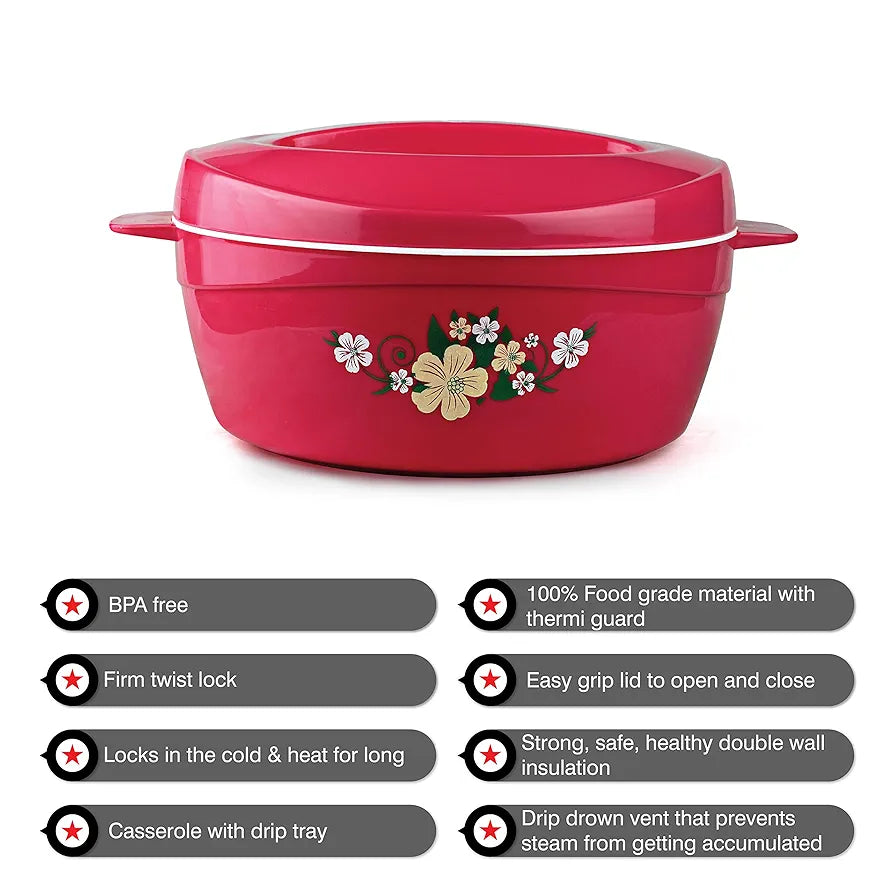 Cello Roti Plus Insulated Stainless Steel Casserole with Lid 2000ml Pi ...
