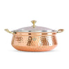 Indian Art Villa Steel Copper Hammered Design Handi casserole With Glass Lid