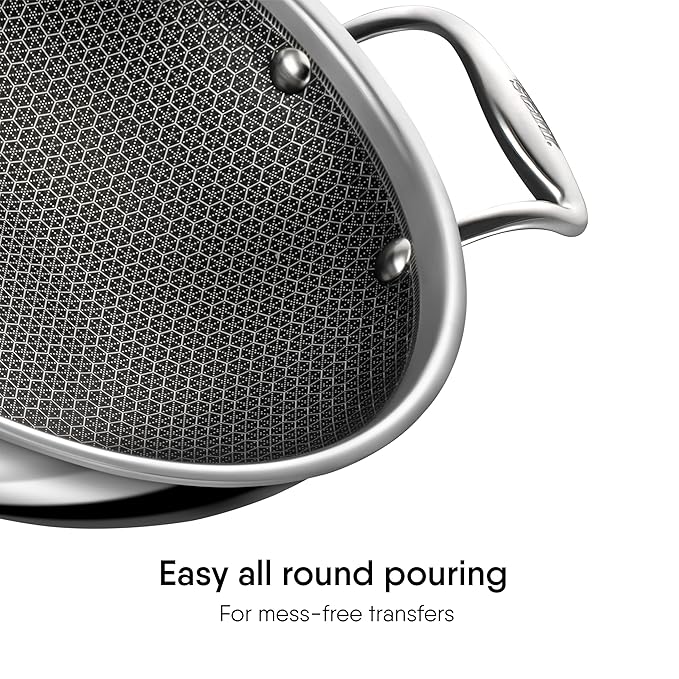 Stahl Artisan Hybrid Triply Non Stick Small Kadai With Lid, Stainless Steel Kadai for Cooking | 0.8 L | 16 Cm