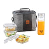 Cello Glassy Square Lunch Box Set of 4 & 1 Clear Glass Water Bottle