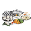 Cello Stainless Steel Induction Base Idli Cooker and Multi Kadhai Set of 6 Silver 5 Liter Compatible